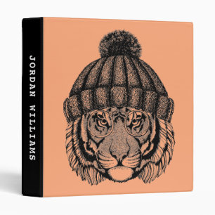 Winter Fashion Ready Tiger   Add Your Name Binder