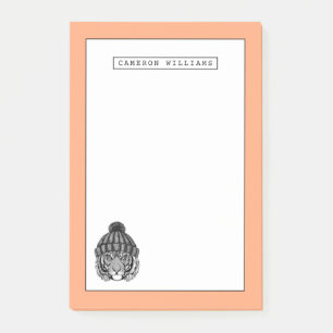 Winter Fashion Ready Tiger Add Your Name Post-it Notes