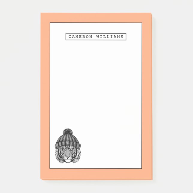 Winter Fashion Ready Tiger | Add Your Name Post-it Notes (Front)