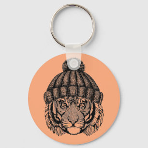 Winter Fashion Ready Tiger Keychain