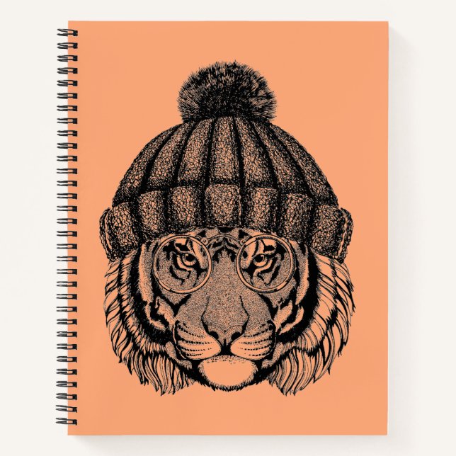 Winter Fashion Ready Tiger Notebook (Front)