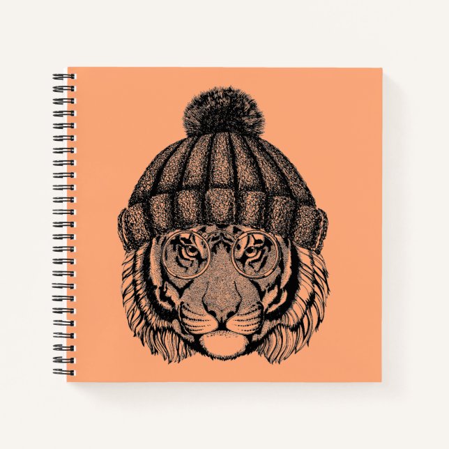Winter Fashion Ready Tiger Notebook (Front)