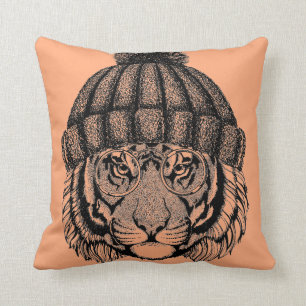 Winter Fashion Ready Tiger Throw Pillow