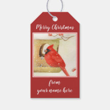 Winter Feeder Christmas Cranberry Red Gift tags