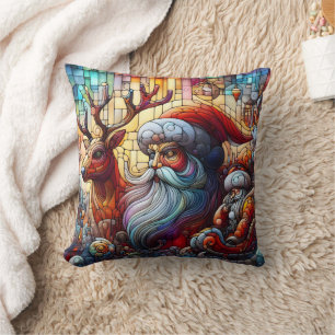 Winter fest with Santa & reindeer! Throw Pillow