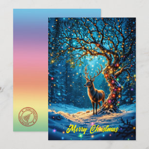 Winter festive cute deer Christmas forest Invitation