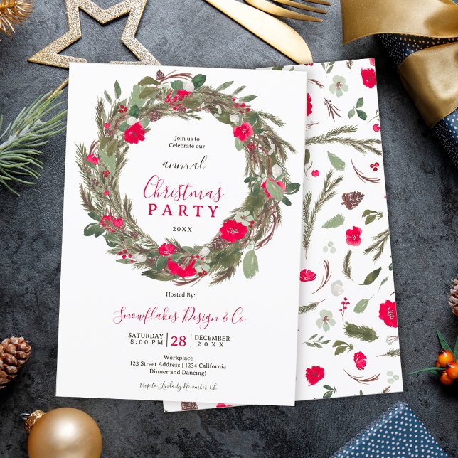 Winter festive wreath Christmas corporate party Invitation (Winter festive wreath Christmas corporate party Invitation)