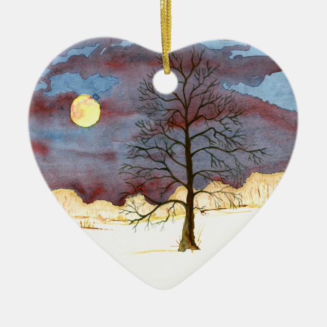 Winter Field Ceramic Ornament (Front)