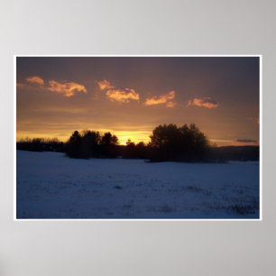 Winter Field Sunset Poster