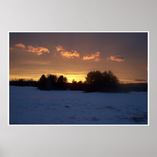 Winter Field Sunset Poster (Front)