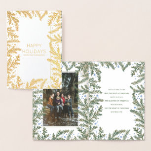 Winter Fir Branches Christmas Holiday Photo Foil Card