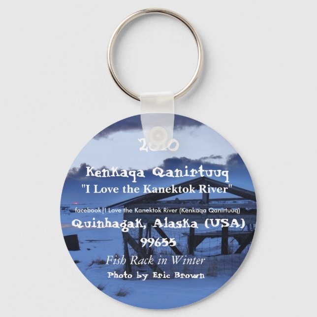 winter fish rack, Fish Rack in Winter, facebook... Keychain (Front)
