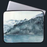 Winter Fjords Laptop Sleeve<br><div class="desc">Winter Fjords II by Jennifer Paxton Parker. Features watercolor fjords in a serene,  blue-toned setting.</div>
