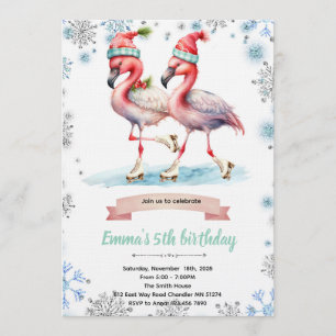 Winter Flamingo Ice Skating invitation