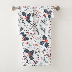 Winter flora bath towel set