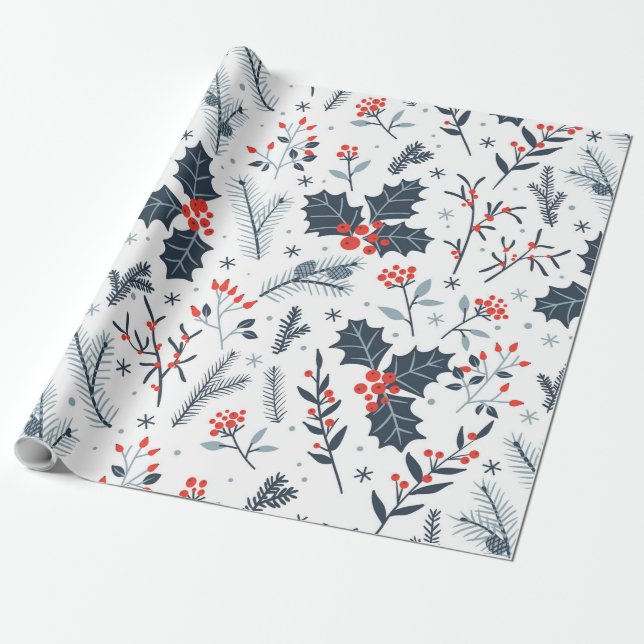 Winter flora wrapping paper (Unrolled)