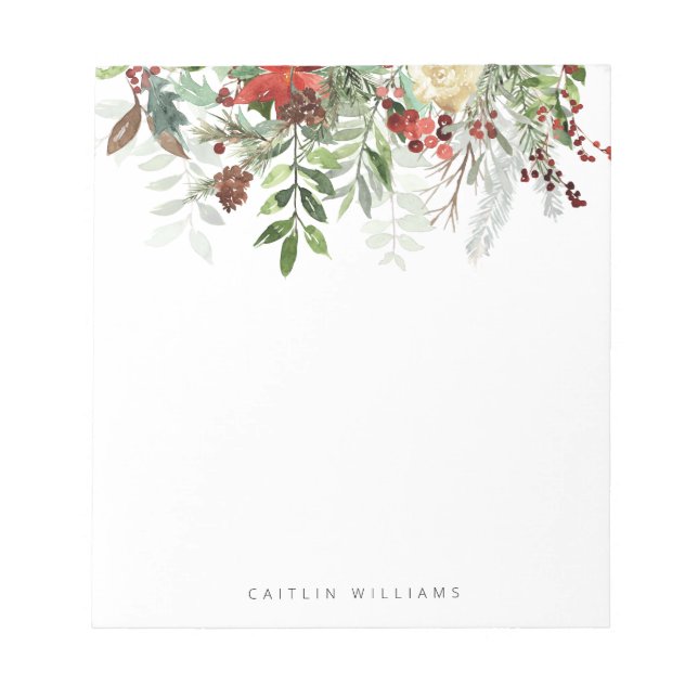 Winter Floral Beauty Personalized Notepad (Front)
