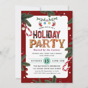 Winter Floral Berries  Holiday Party  Invitation