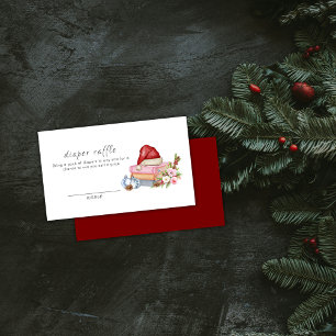 Winter Floral Books Diaper Raffle Baby Shower  Enclosure Card