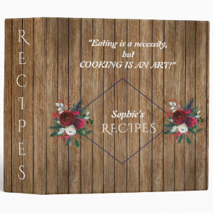 Winter Floral Bouquet COOKING IS AN ART Monogram Binder