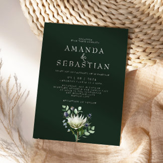 Winter Floral Bouquet Protea Wedding Invitation