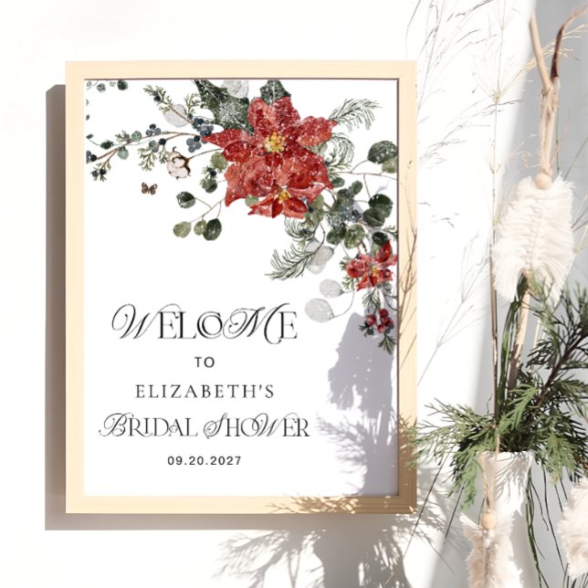 Winter Floral Bridal Shower Welcome Poster (Creator Uploaded)