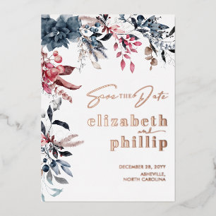 Winter Floral Christmas Holiday Save The Date