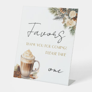  Winter Floral Coffee Bridal Shower Favours Table Pedestal Sign