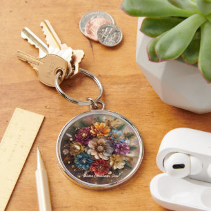 "Winter Floral Fantasy" Keychain