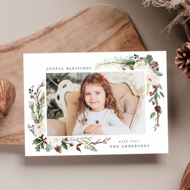 Winter Floral Frame | Holiday Photo Card (Creator Uploaded)
