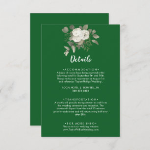 Winter Floral   Green Wedding Details Enclosure Card