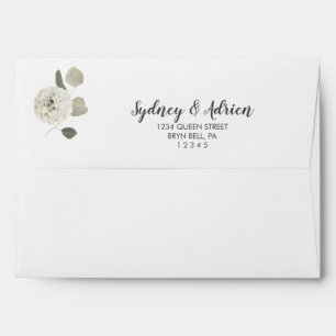 Winter Floral  Green Wedding Invitation Envelope