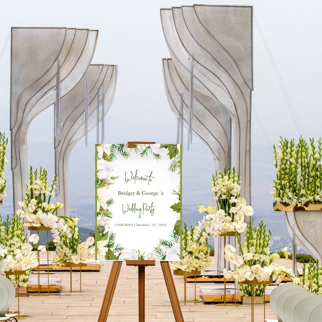 Winter floral greenery Frosted Wedding Welcome Acrylic Sign (Creator Uploaded)