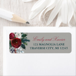 Winter Floral Holiday Christmas December Address