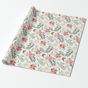 Winter Floral   Holiday Wrapping Paper