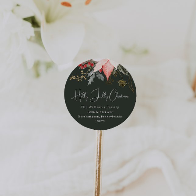 Winter Floral Holly Jolly Christmas Envelope Seals (Creator Uploaded)