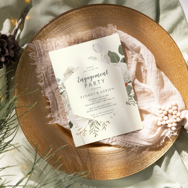 Winter Floral | Ivory Engagement Party Invitation (Creator Uploaded)