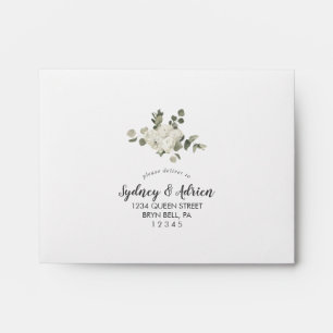Winter Floral   Ivory Self-Addressed Wedding RSVP  Envelope