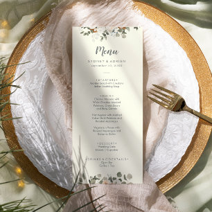 Winter Floral Ivory Wedding Dinner Menu