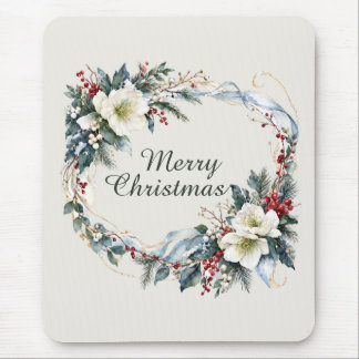 Winter Floral Mouse Pad