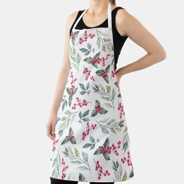 Winter Floral Pattern Apron (Insitu)