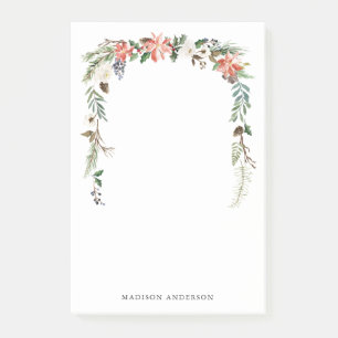 Winter Floral   Personalized Holiday Post-it Notes