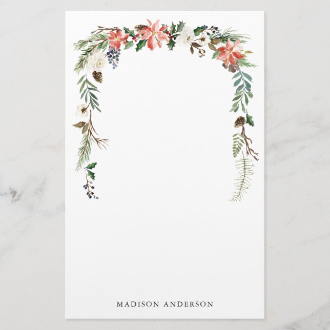 Winter Floral | Personalized Holiday Stationery (Front)