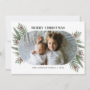 Winter Floral Pine and berries Photo Card