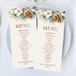 Winter Floral Pine Tree Baby Shower Food Menu<br><div class="desc">This is a Winter Floral Pine Tree Baby Shower Food menu.</div>