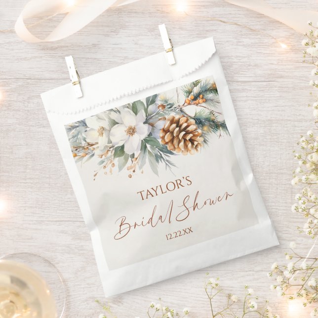 Winter Floral Pine Tree Bridal Shower Favour Bag (Clipped)