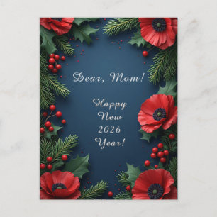 🎄 Winter Floral Poinsettia Elegance ❄️ Festive Postcard