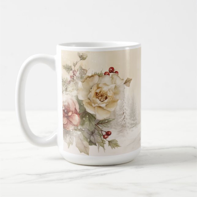Winter Floral Snowman Mug (Left)