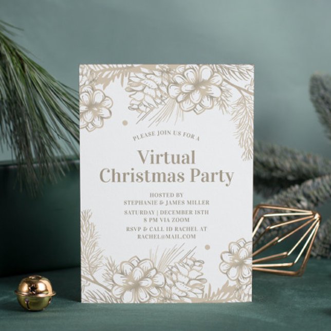 Winter Floral Virtual Christmas Party Online Invitation (Creator Uploaded)