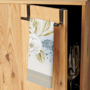 Winter Floral Watercolor Kitchen Towel
